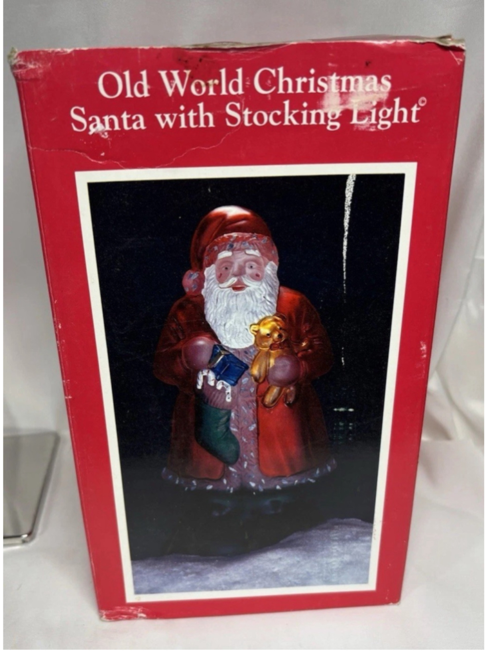 Vintage 1991 Old World Christmas Santa With Stocking Light With Original BOX